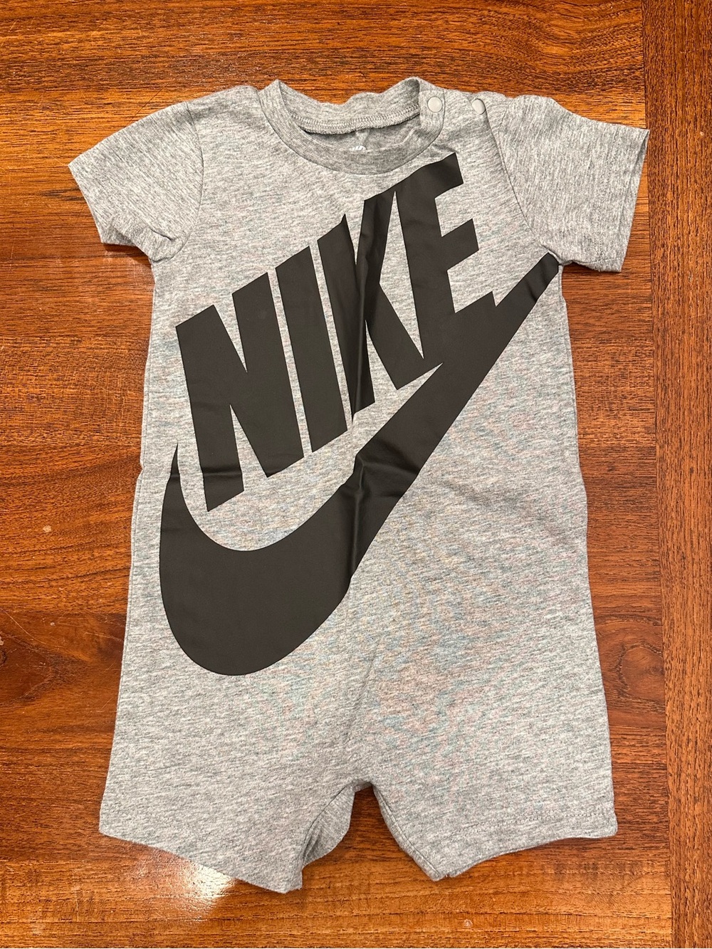 EUC Nike Futura Romper, Heathered Grey/Black, 18 Months